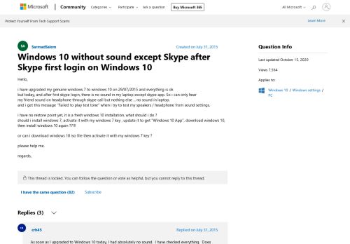 
                            10. Windows 10 without sound except Skype after Skype first login on ...