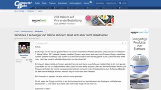
                            1. Windows 7 Autologin von alleine aktiviert, lässt sich aber nicht ...