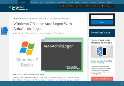 
                            8. Windows 7 Basics: AutoAdminLogon | Including Regedit Instructions