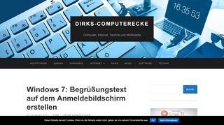 
                            13. Windows 7: Begrüßungstext auf dem Anmeldebildschirm erstellen