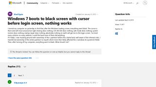 
                            2. Windows 7 boots to black screen with cursor before login screen ...