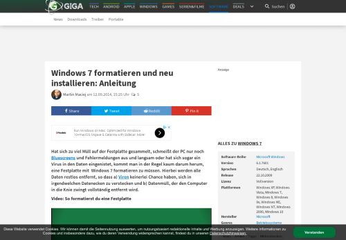 
                            5. Windows 7 formatieren und neu installieren: Anleitung – GIGA