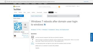 
                            2. Windows 7 reboots after domain user login to windows - Microsoft