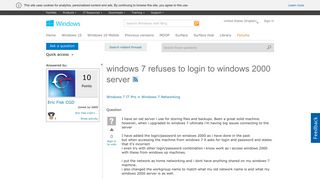 
                            3. windows 7 refuses to login to windows 2000 server - Microsoft