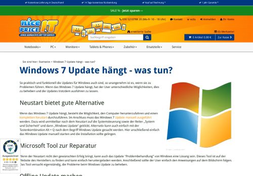 
                            13. Windows 7 Update hängt - was tun? | NicePriceIT