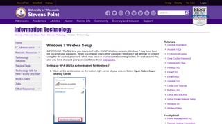 
                            1. Windows 7 Wireless Setup - Information Technology | UWSP