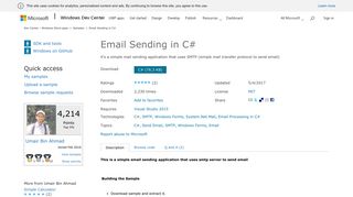 
                            2. Windows 8 Email Sending in C# sample in C# for Visual Studio 2015