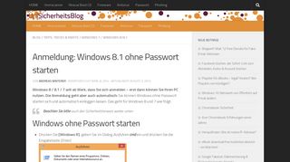 
                            11. Windows 8 / Windows 7 ohne Passwort starten, einloggen, Anmeldung