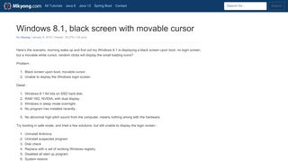 
                            8. Windows 8.1, black screen with movable cursor – Mkyong.com