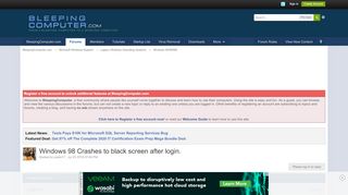 
                            8. Windows 98 Crashes to black screen after login. - Windows 95/98/ME ...