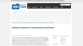 
                            4. Windows abVersion 8 vollständig herunterfahren - Tipps & Tricks