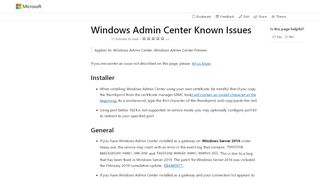 
                            1. Windows Admin Center Known Issues | Microsoft Docs