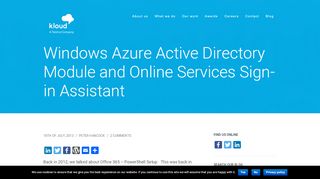 
                            8. Windows Azure Active Directory Module and Online Services Sign-in ...