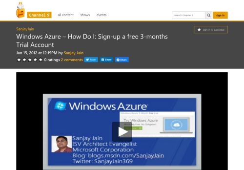 
                            13. Windows Azure – How Do I: Sign-up a free 3-months Trial Account ...
