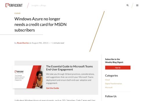 
                            12. Windows Azure no longer needs a credit card for MSDN subscribers ...