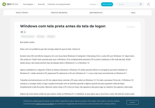 
                            8. Windows com tela preta antes da tela de logon - Fórum DevMedia