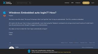 
                            5. Windows Embedded auto login?? How? - Experts Exchange