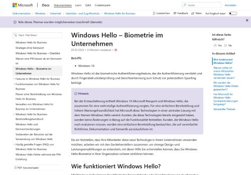 
                            1. Windows Hello – Biometrie im Unternehmen (Windows 10) | Microsoft ...