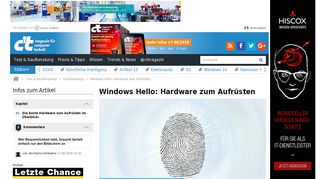 
                            4. Windows Hello: Hardware zum Aufrüsten | c't Magazin - Heise