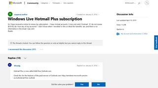 
                            3. Windows Live Hotmail Plus subscription - Microsoft Community