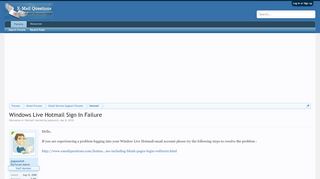 
                            6. Windows Live Hotmail Sign In Failure | Email Questions