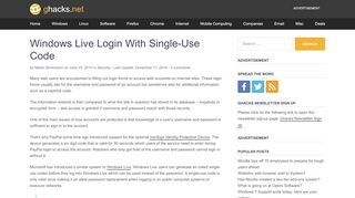
                            10. Windows Live Login With Single-Use Code - gHacks Tech News
