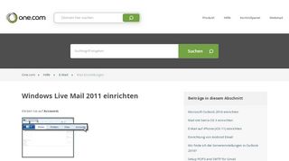 
                            5. Windows Live Mail 2011 einrichten – Hilfe | One.com