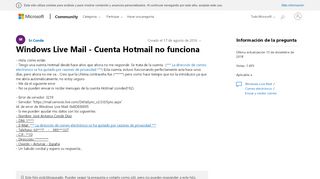 
                            13. Windows Live Mail - Cuenta Hotmail no funciona - Microsoft Community