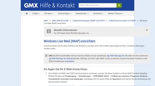 
                            1. Windows Live Mail (IMAP) einrichten - GMX Hilfe