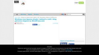 
                            8. Windows Live Spaces chiude i battenti e tutti i blog potranno migrare ...