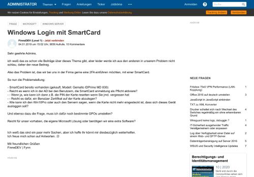 
                            3. Windows Login mit SmartCard - Administrator