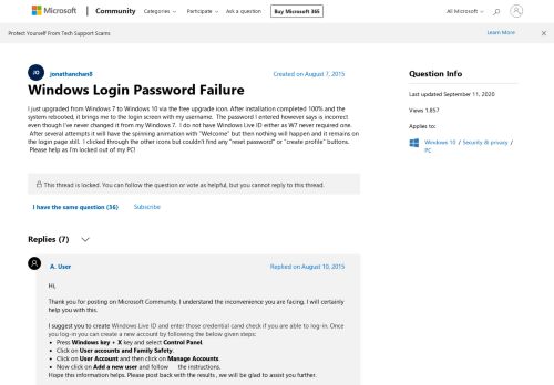 
                            7. Windows Login Password Failure - Microsoft Community