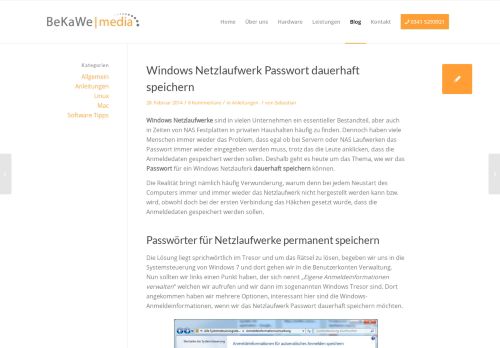 
                            3. Windows Netzlaufwerk Passwort dauerhaft speichern › BeKaWe Media