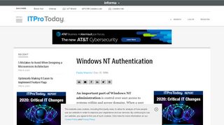 
                            1. Windows NT Authentication | IT Pro