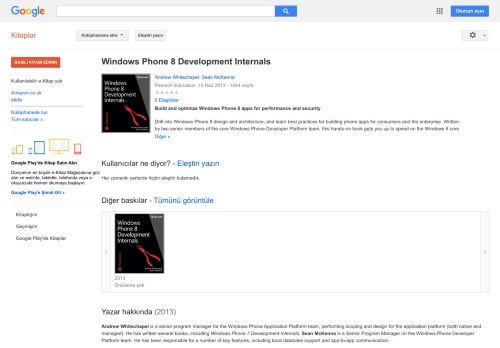 
                            11. Windows Phone 8 Development Internals - Google Kitaplar Sonucu