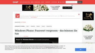 
                            3. Windows Phone: Passwort vergessen - das können Sie tun - CHIP