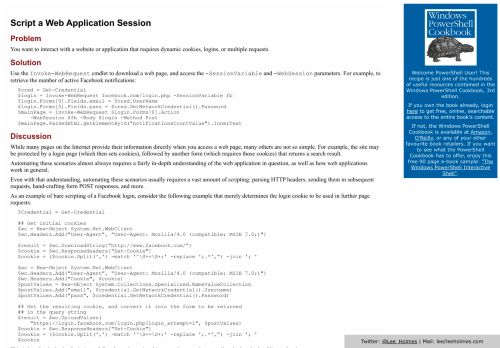 
                            9. Windows PowerShell Cookbook - Script a Web Application Session