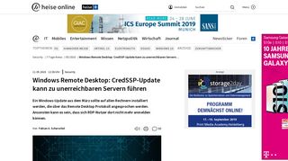 
                            4. Windows Remote Desktop: CredSSP-Update kann zu unerreichbaren ...
