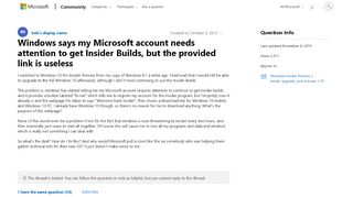 
                            3. Windows says my Microsoft account needs attention to get Insider ...