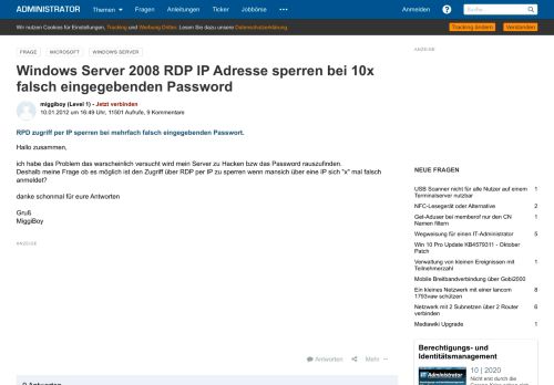 
                            1. Windows Server 2008 RDP IP Adresse sperren bei 10x falsch ...