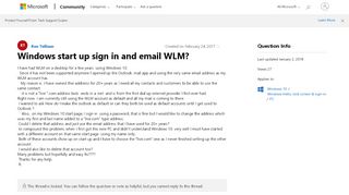 
                            2. Windows start up sign in and email WLM? - Microsoft Community