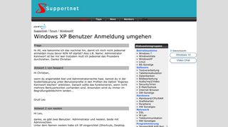 
                            8. Windows XP Benutzer Anmeldung umgehen - Supportnet.de