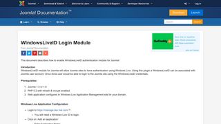 
                            3. WindowsLiveID Login Module - Joomla! Documentation