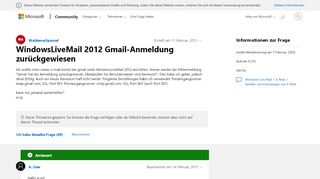 
                            1. WindowsLiveMail 2012 Gmail-Anmeldung zurückgewiesen - Microsoft ...