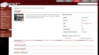 
                            2. WineHQ - Origin Latest Release - Wine AppDB
