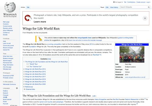 
                            11. Wings for Life World Run - Wikipedia