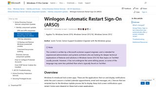 
                            7. Winlogon Automatic Restart Sign-On (ARSO) | Microsoft Docs