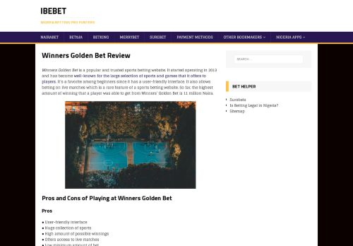 
                            9. ?Winners Golden Bet - Review - IbeBet