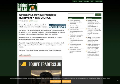 
                            10. Winnex Plus Review: Franchise investment = daily 2% ROI?