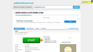 
                            2. winplateforme.com at Website Informer. Login. Visit Winplateforme.